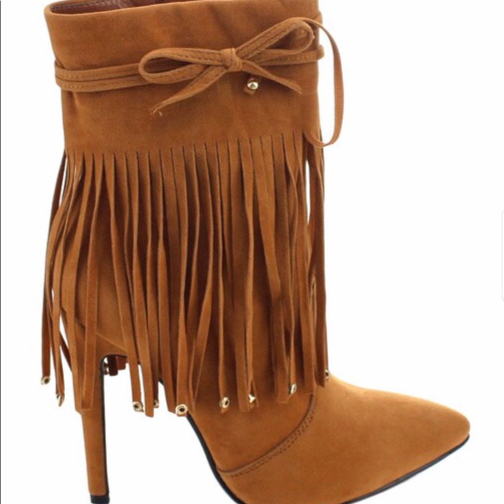 Machi Peri-1 Woman’s Fashion Stiletto High Heel Gold Studded Fringe Boots! - Picture 6 of 8